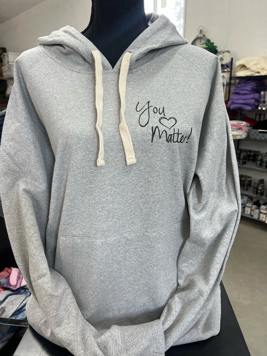 You Matter - Dear Person Behind me - Gusseted Grey Pull over Hoodie